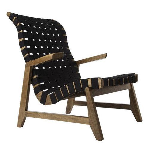 Ralph Rapson Highback Greenbelt Lounge Black Cotton Walnut Wood Brass Tacks